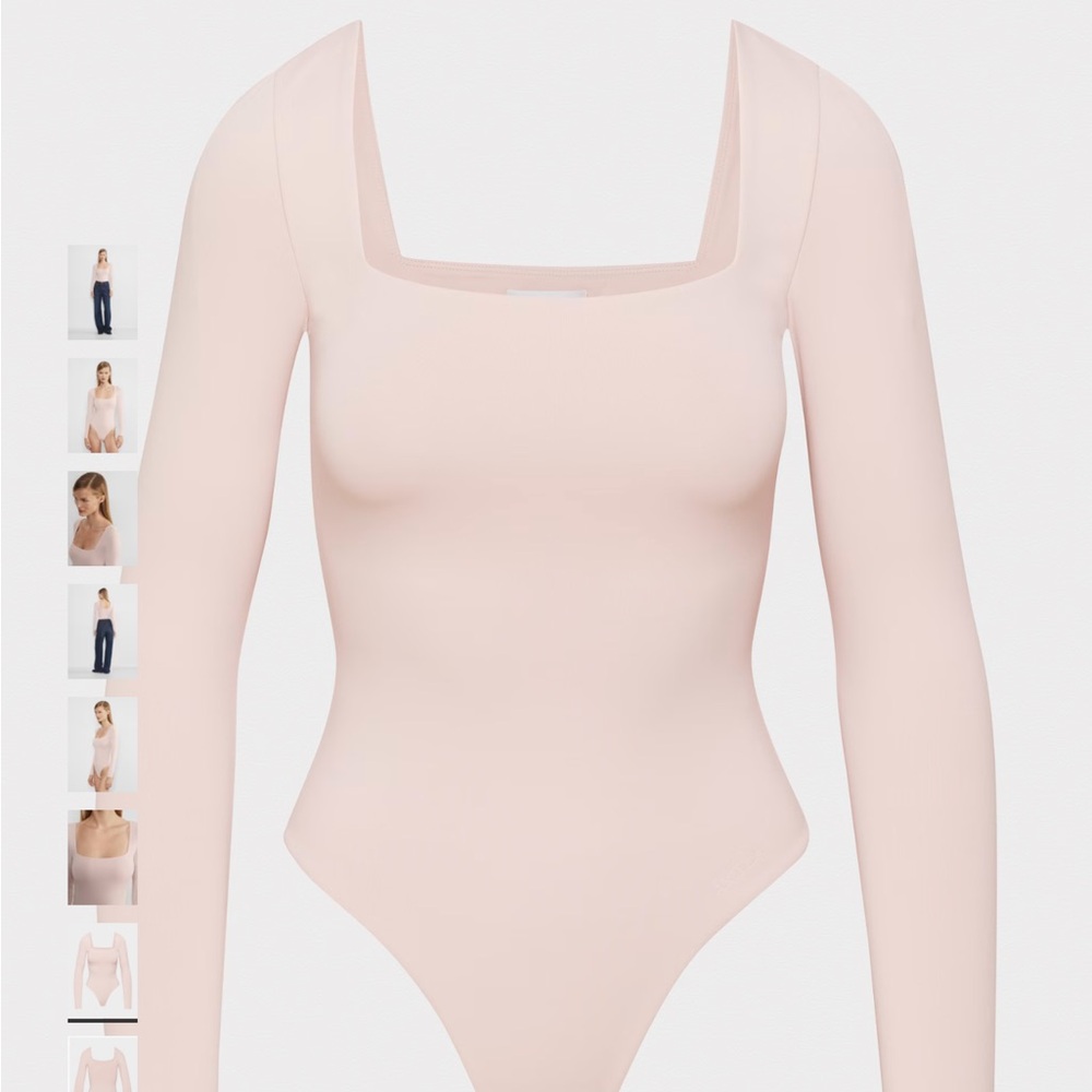 Pink Aritzia Babylon Contour Squareneck Longsleeve Bodysuit